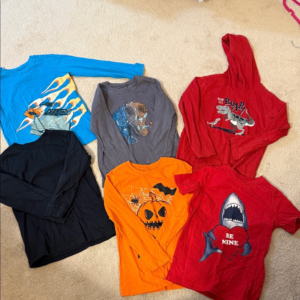 Carter's Kids Long Sleeve Tees - Blue, Gray, Red, Black, Orange